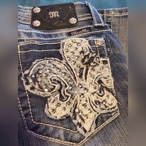 Miss Me Women's Blue Jeans with Silver Embellishments 26 X 31